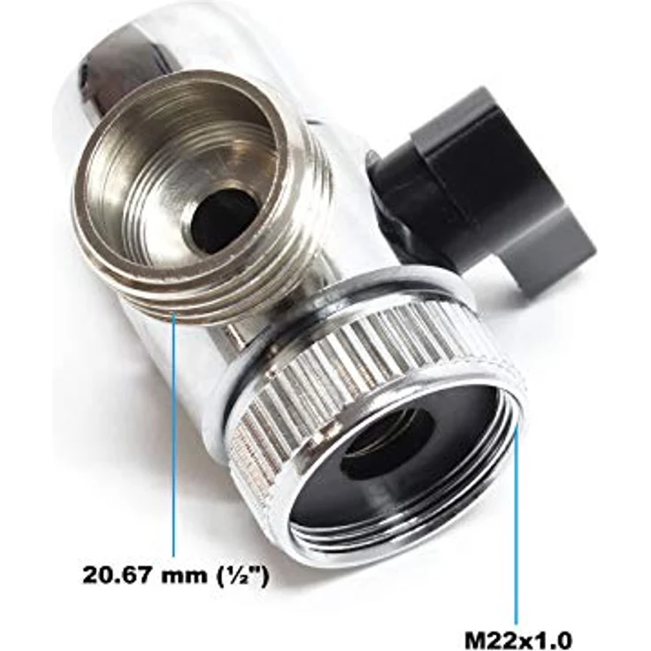 Naturewater 2 Wege Hahn Wasserhahn Adapter, 20 mm (3/4") Anschluss für Auftischfilter und Trinkwasserfiltration – Bild 2