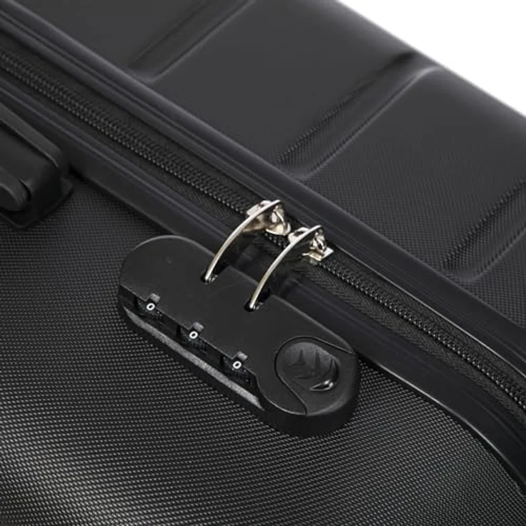 YONSLY Trolley Reisekoffer Set, Hartschalenkabinenkoffer mit Zahlenschloss, 4 leise 360° Rollen, ergonomischer Gummigriff, M, Schwarz – Bild 3