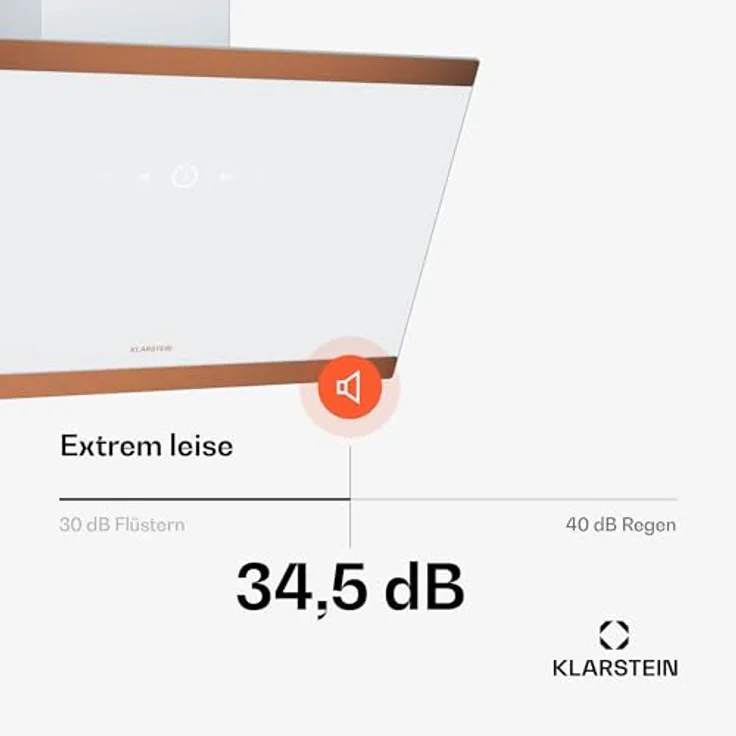 Klarstein FlashLine 60 Dunstabzugshaube, A++ Energieeffizienz, 524 m³/h, 3 Stufen, Touch Bedienung, Abluft/Umluft, 100 W, Weiß – Bild 4