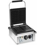 Royal Catering - Waffeleisen Waffelautomat (rechteckig, 37 x 32 x 50 cm, 2.000 W, 10 x 17 cm Waffel, 15 min Timer, Gusseisen & Emaille, Edelstahlgehäuse) Silber