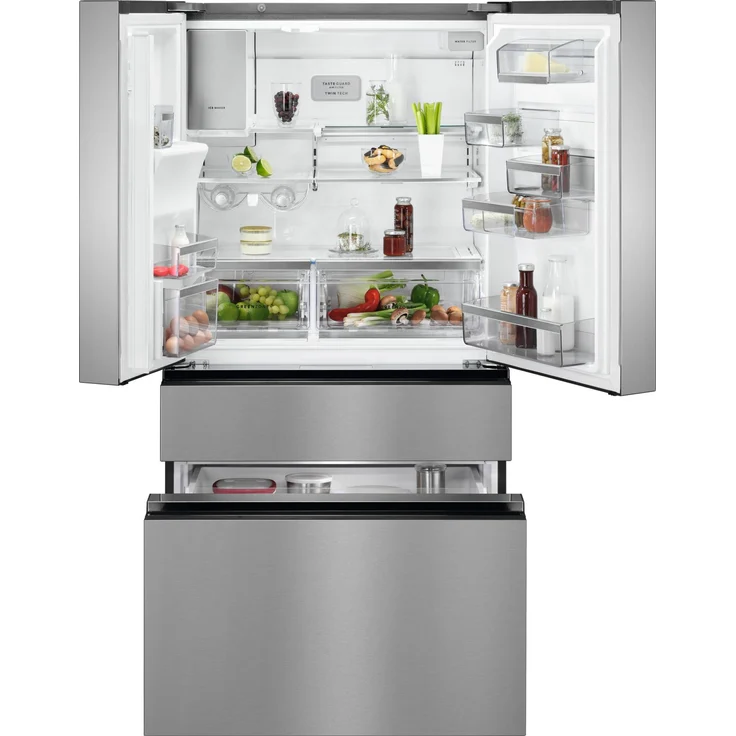 AEG 9000 MultiSwitch RMB954E9VX, French-Door Kühlschrank mit WiFi-Vernetzung, 617 L, Edelstahl-Türen, NoFrost, flexibles CustomFlex-Türablagesystem, Wasserspender, Fresh-Box-Schublade, 1781 mm