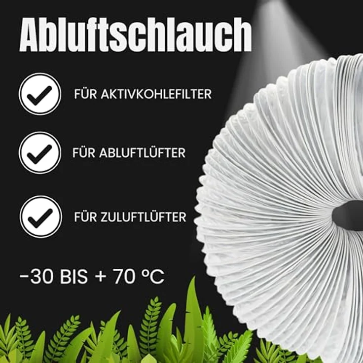 TronicXL 100 mm 1,5m Abluftschlauch Grow Set mit 2x Schlauchschelle PVC flexibel, für Indoor Growing, Reißfestes PVC Material, 100mm/102mm Anschluss – Bild 4