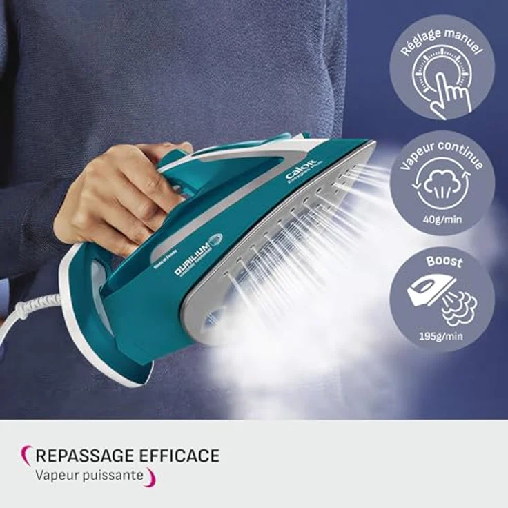 Calor EASYGLISS Plus, Bügeln, 2500 W, Dampfstoß 40 g-min, Dampfstoß 195 g-min, FV5719C0, türkis – Bild 4