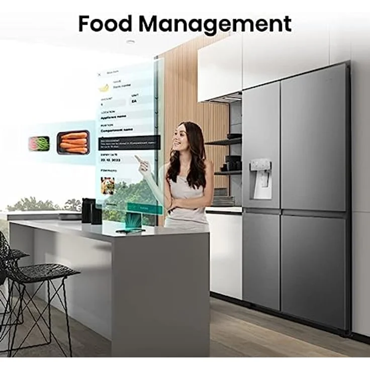 Hisense RS818N4TIE Side-by-Side Kühl-Gefrierkombination /179 cm/Inverter Kompressor/Total NoFrost/Multi Air Flow/Wasserspender mit Wassertank/Kühlteil 417 l/Gefrierteil 215 l/Inox-Look, Edelstahl – Bild 3