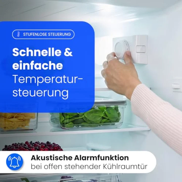 Bomann® KG 320.3, Kühlschrank mit Gefrierfach, 143 cm, 173L, Edelstahloptik, leise, Türanschlag wechselbar – Bild 5