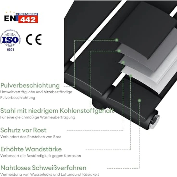 Mai & Mai Badheizkörper flach 120x60cm in Anthrazit Horizontal Handtuchwärmer – Bild 4