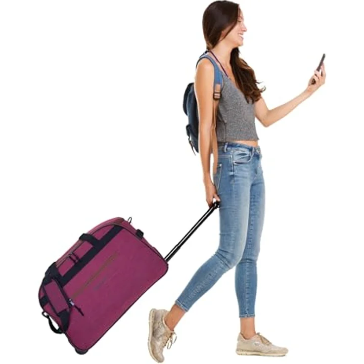 Elephant Reisetrolley Weekender Duffle Travel 55 cm Trolley Rollen (Rot Bordeaux-Braun 13030) – Bild 2