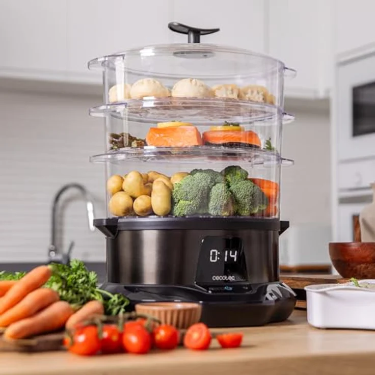 Cecotec Dampfgarer VapoVita 3000 Pro, Digitaler Dampfgargerät mit 1000 W, 1 Liter Kapazität, inklusive 3 Behältern, spülmaschinengeeignet – Bild 2