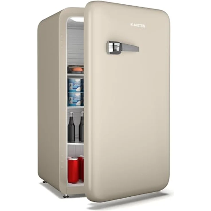 Klarstein Audrey Evo Retro Kühlschrank, 112L, freistehend ohne Gefrierfach, leise 40 dB, creme – Bild 1