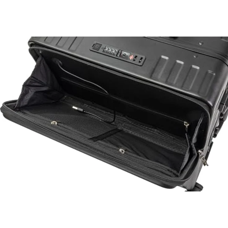 Travelhouse Roma Reisekoffer mit USB & Getränkehalter, Hartschale, Alu-Rahmen, Extrafach, 2xTSA, 65x40x25 cm, Grün – Bild 2