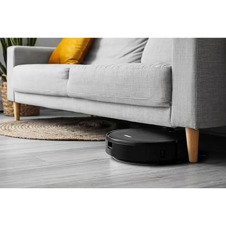 Linsar Saugroboter mit Wischfunktion, maximal 2000 Pa Saugkraft, APP Steuerung, 120 Min Laufzeit, WLAN, für Teppich Tierhaare Hartböden, Roboterstaubsauger mit Ladestation, Fernbedienung (schwarz) – Bild 3