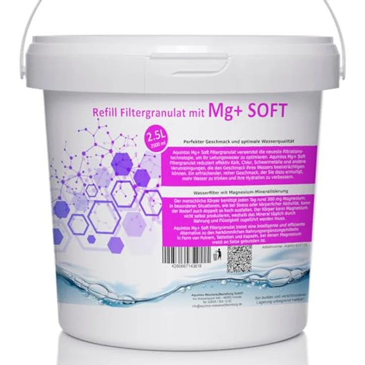 ReFill Filtergranulat mit Mg+ Ersatz für BWT Magnesium Mineralized und Aarke Enriched Mg+ Soft Filtergranulat von Aquintos (2,5L MG+SOFT) – Bild 1