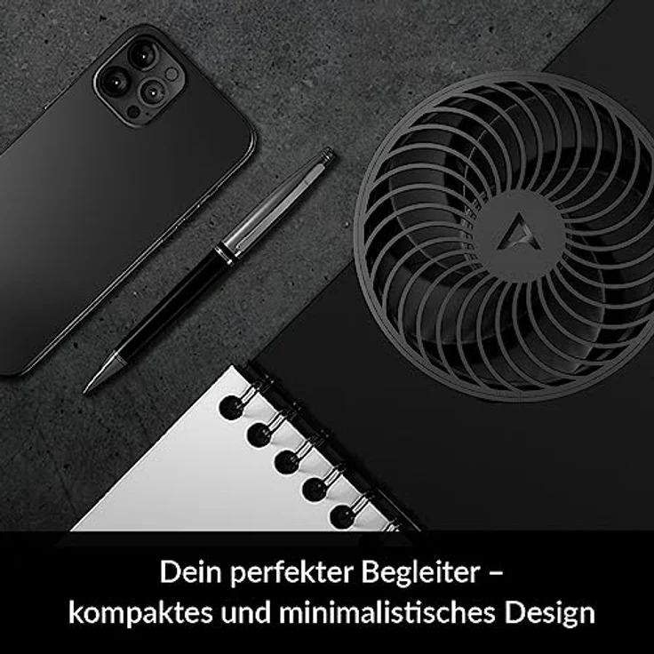 ARCTIC Summair Plus - Zusammenklappbarer Tischventilator mit integriertem Akku, USB-C Anschluss (inkl. USB-A Ladekabel), Stufenlos regulierbare 600-3300 U/min - Schwarz – Bild 2