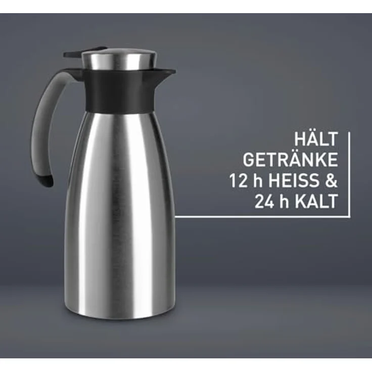 Emsa 508932 Isolierkanne (1 Liter, Quick Tip Verschluss, Soft Grip, Edelstahl) schwarz – Bild 6