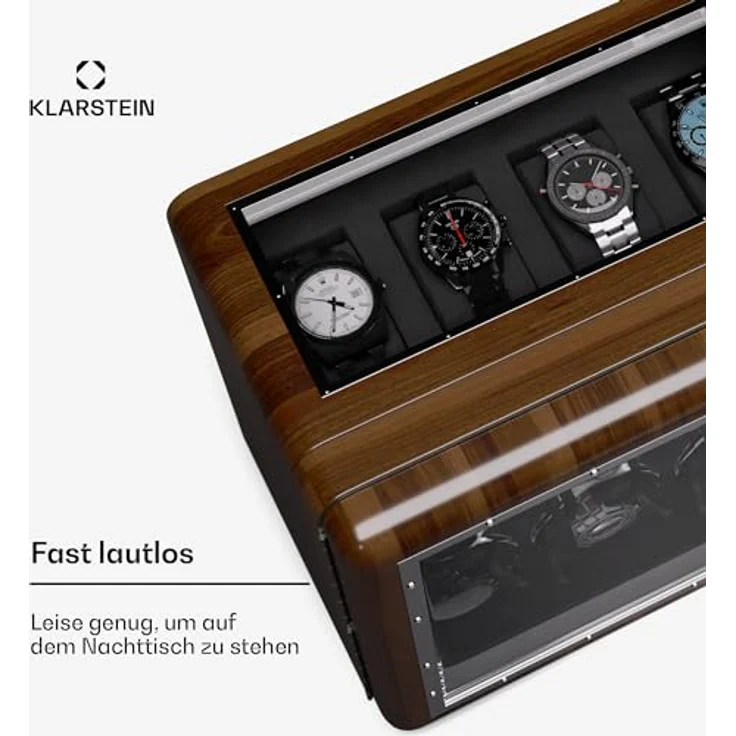 Klarstein Uhrenbeweger Valmont 6+4, eleganter Uhrenkasten für 10 Automatikuhren mit Touch-Panel und Key Lock, schwarz – Bild 5