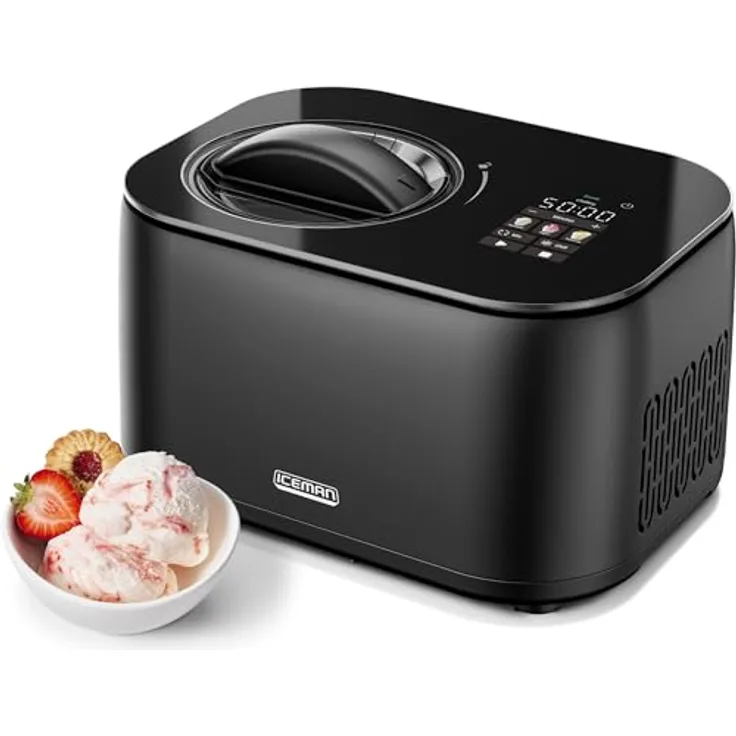 Chefman Iceman, Eismaschine mit Kompressor für Eis, Frozen Yogurt und Sorbet, digitale Anzeige, 3 Voreinstellungen, 2x 600 ml Einsätze