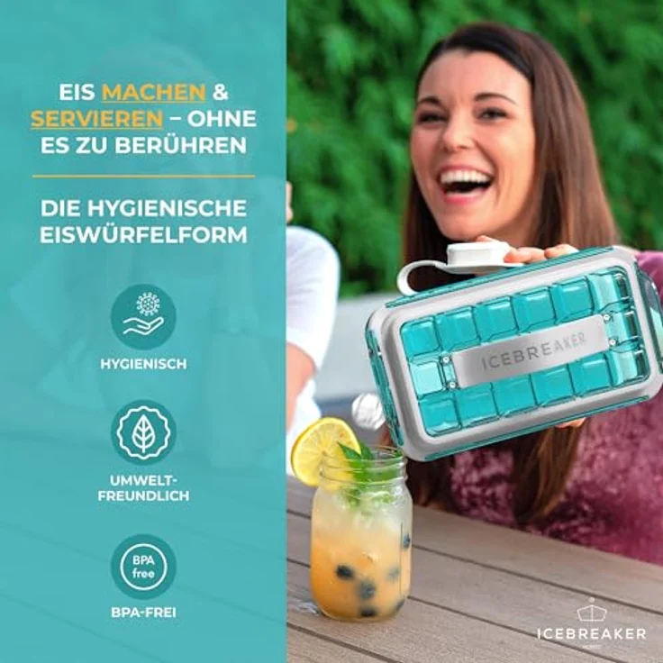 ICEBREAKER POP 2.0 Eiswürfelform, Hygienischer Silikonbehälter mit Deckel für 18 Eiswürfel, platzsparend und auslaufsicher – Bild 2