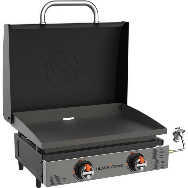 Blackstone Tischgrill 22 Griddle, Gas-Tischgrill mit 2 regelbaren Kochzonen, 7000 W, Schwarz