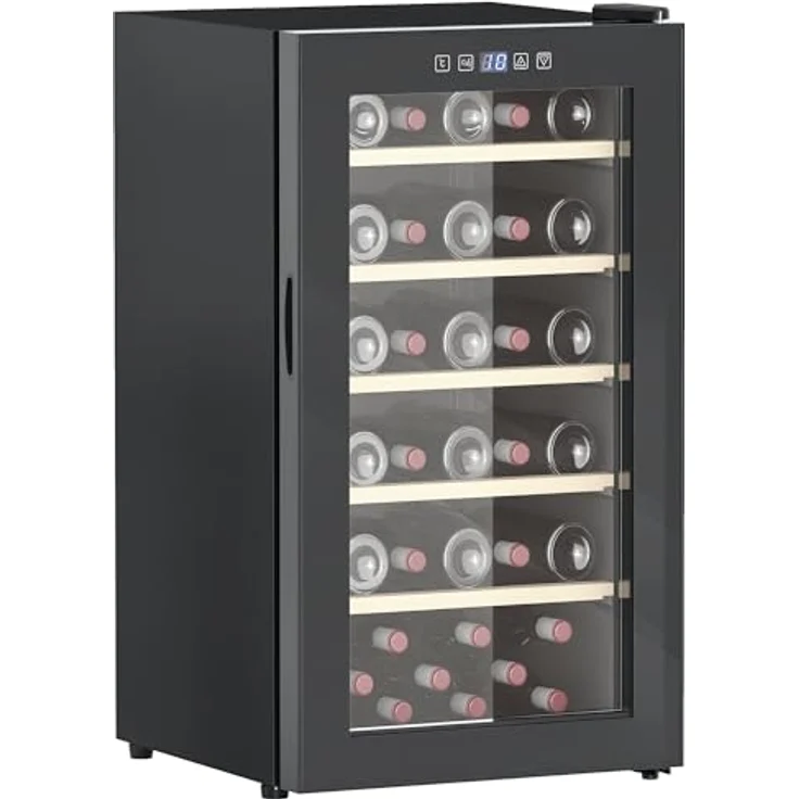HOMCOM Weinkühlschrank, 91 L Flaschenkühlschrank für 41 Flaschen, Touch-Bedienung, 5-20°C, Innenbeleuchtung, Schwarz – Bild 1