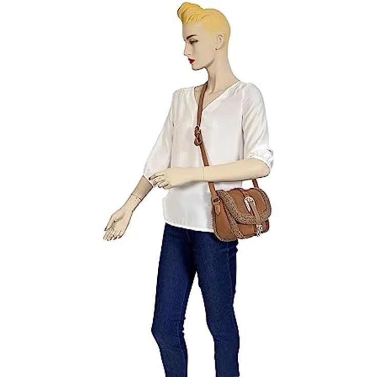 COLLEZIONE ALESSANDRO Umhängetasche Cowgirl, Western Style mit Teddy-Fell und verstellbarem Tragegurt, 23 cm x 16 cm x 10 cm, vegan – Bild 2