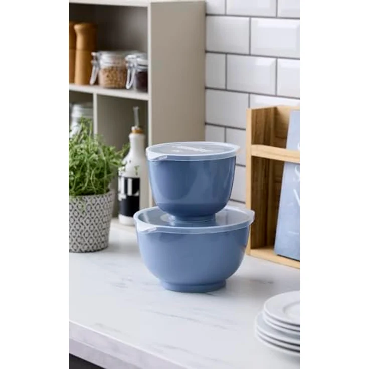 Rosti Margrethe Schüssel Set, 4-teilig mit 2 Rührschüsseln und 2 Deckel, Teigschüssel aus Kunststoff, 1,5 Liter und 3 Liter, Dusty Blue – Bild 2