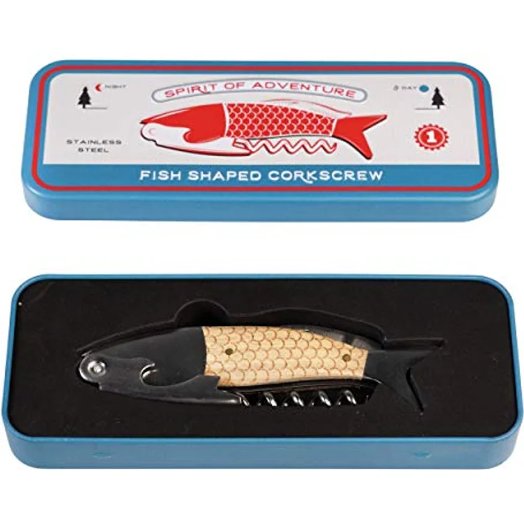 Fisch förmiger Korkenzieher/Kellnermesser/Flaschenöffner im Retro Stil – Bild 4