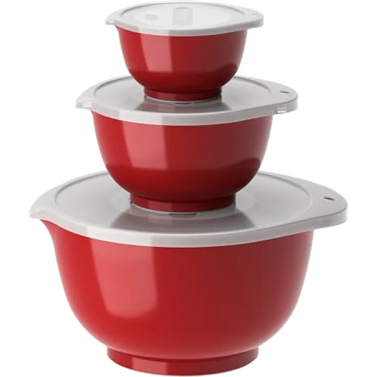 Rosti Margrethe Schüssel Set, 6-Teilig aus Recycelbarem Kunststoff, 0,25L, 0,75L, 3L, Rot