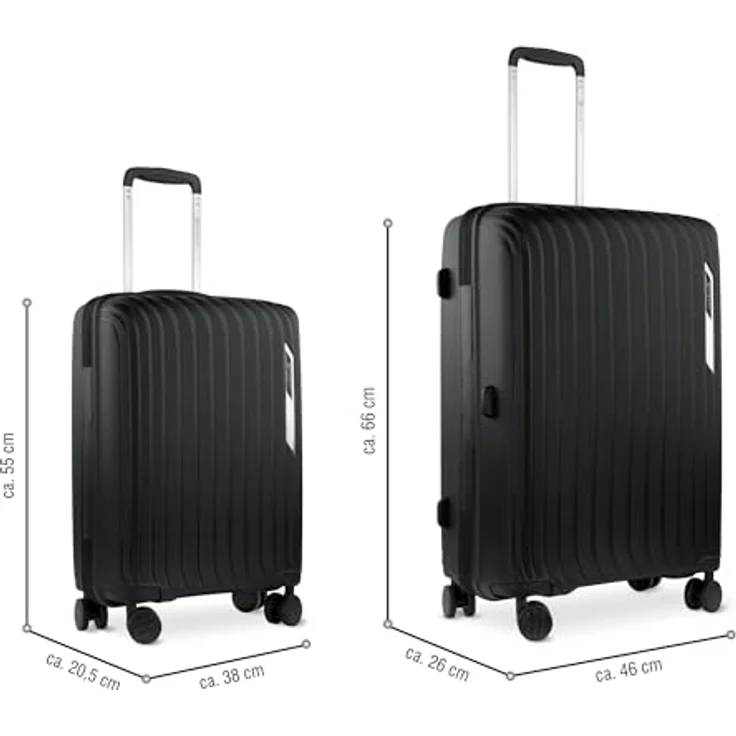 bugatti Hera 3er Hartschalen-Koffer-Set, leichte Reise-Koffer aus PP Light mit 4-Rollen (S/M/L), schwarz – Bild 2