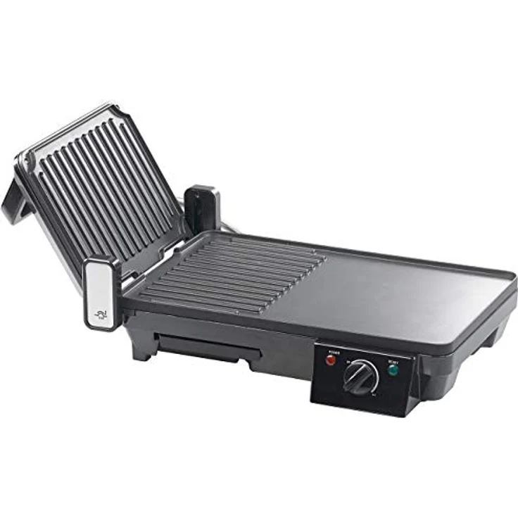 Rosenstein & Söhne Elektrogrill Tischgrill Elektrischer 2in1 Tischgrill mit Kontaktgrill, 2000W, schwarz – Bild 5