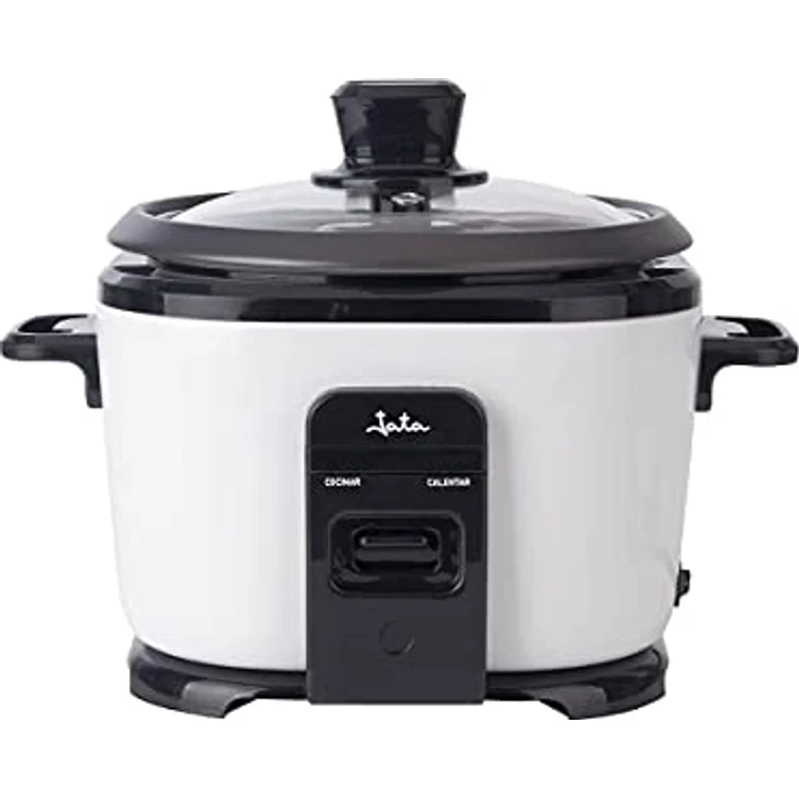 JATA AR394 Reiskocher, 1 l, Aluminium, mit automatischer Warmhaltefunktion und gehärtetem Glasdeckel, Schwarz/Grau, 400 W – Bild 1