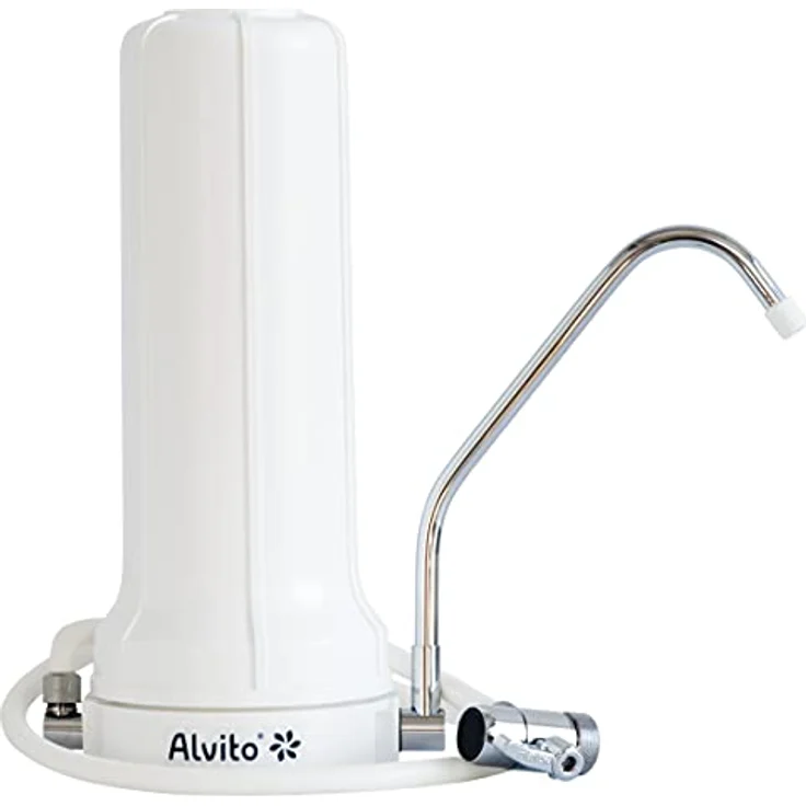 Alvito Auftischfilter Basic, Wasserfilter mit Umlenkventil und Premium-Flex-Schlauch aus Silikon – Bild 1