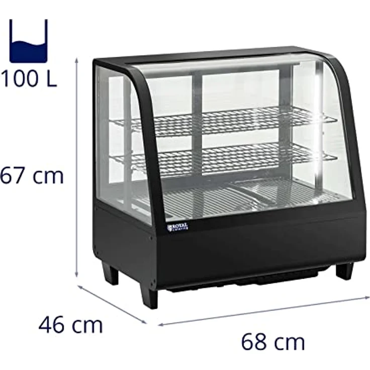 Royal Catering RCCC-100-BT Table Top Kühlschrank, 100 L Kühlvitrine mit LED-Beleuchtung, schwarz, 67 cm hoch, für Gastronomie – Bild 6