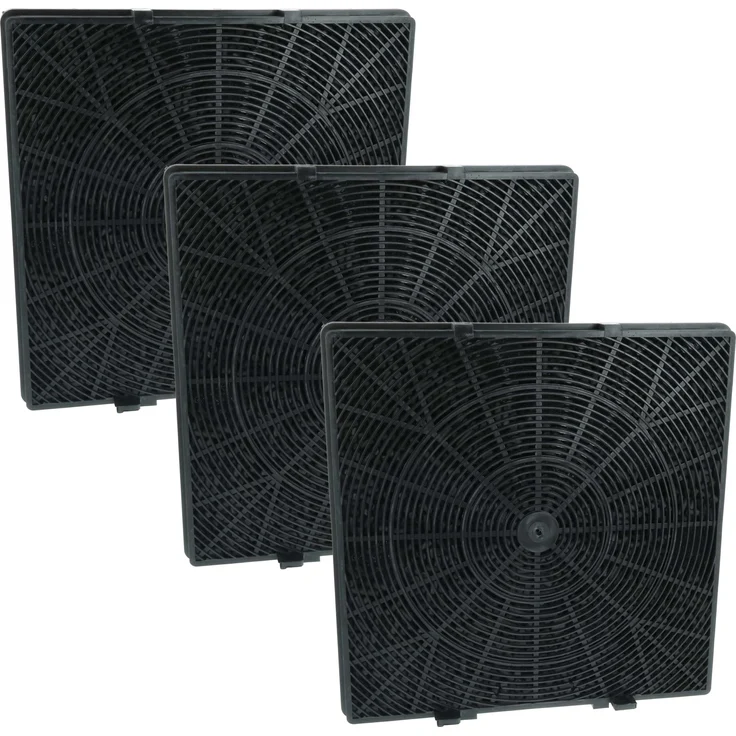 vhbw 3x Aktivkohlefilter, kompatibel mit Jan Kolbe Duplo Isola95, 65, 95, 85 Dunstabzugshaube, schwarz