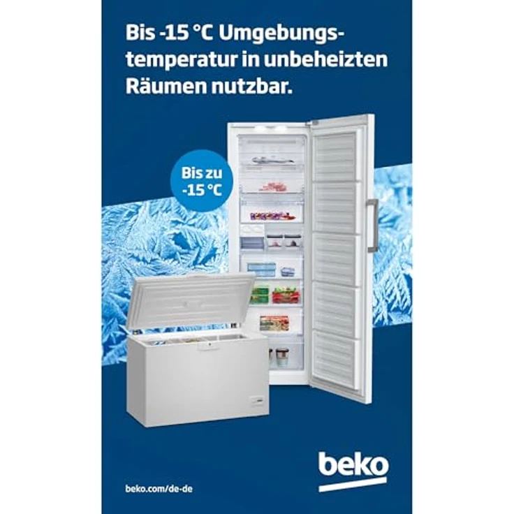 BEKO RFNE448E55W Gefrierschrank, 404 Liter Fassungsvermögen, Energieeffizienzklasse C, freistehend, weiß – Bild 2