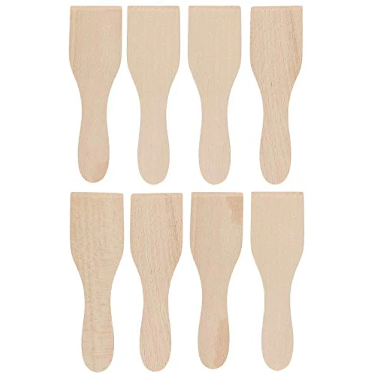 Smart-Planet Raclette Spachtel Set mit Brettchen hitzebeständig für beschichtete Pfännchen - 8x Racletteschaber - 8x Untersetzer Brettchen - Racletteset aus Buchenholz – Bild 3