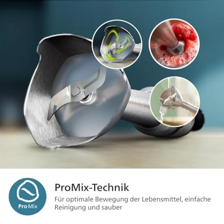 Versuni Philips 5000-Serie Stabmixer - 1200W Leistung. ProMix-Technologie. LED-Geschwindigkeitsanzeiger. Stufenlose Geschwindigkeitseinstellung. Kompaktes Design. Leicht zu reinigen. Schwarz – Bild 4