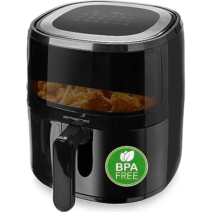 Emerio digitale Heißluftfritteuse mit Sichtfenster AirFryer, Frittieren ohne zusätzliches Öl, 5 Liter Volumen, 12 Automatik Programme, Cool Touch, BPA frei, schnelle Aufheizung, 1500 Watt, AF-129329.3 – Bild 1