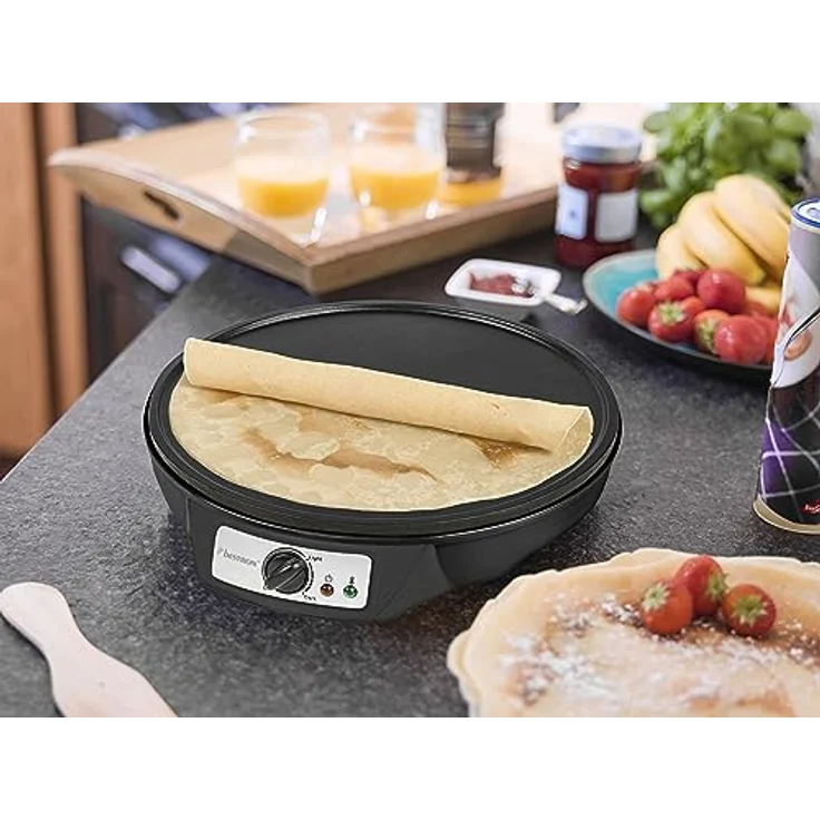 Bestron Crêpes Maker im Retro Design, für Crepes mit Ø 30 cm, inkl. Teigverteiler & Crêpes-Wender, mit Antihaftbeschichtung, 1000 Watt, Farbe: Schwarz – Bild 3
