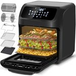 LLIVEKIT Heißluftfritteuse Heißluft-Backofen 12L, Mini-Backofen 1800W mit 6 Zubehör & Rezeptbuch, 12 in 1 Heissluftfritteuse mit digitalen LED-Display, Obst Dehydrator, Barbecue, Air Fryer ohne Öl