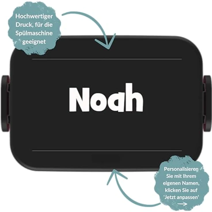 Mepal Brotdose To Go, personalisierte Lunchbox für bis zu 4 Butterbrote, BPA-frei & spülmaschinenfest, 900 ml, Midi, Nordic black – Bild 2