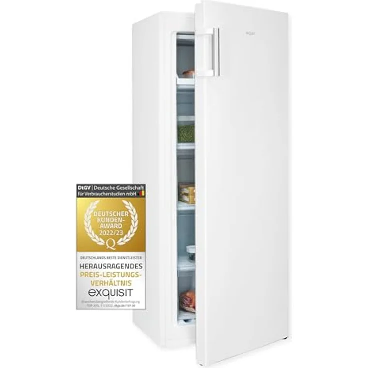 Exquisit Gefrierschrank GS5230-H-010E weiss | Nutzinhalt: 165 L | 4* Gefrieren | Standgerät – Bild 1