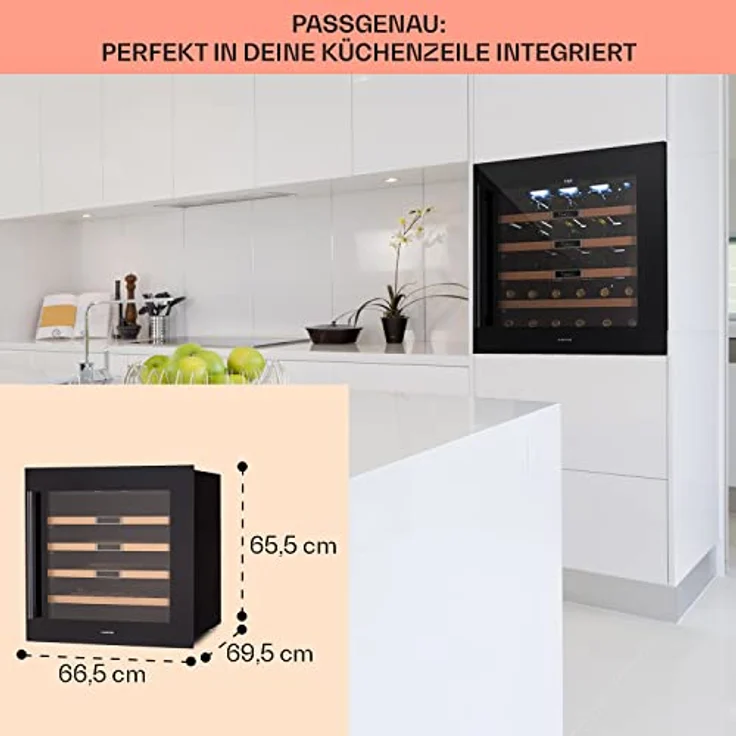 Klarstein Vinsider 36 Built-In Uno Weinkühlschrank, Einbau, edelstahl onyx, 36 Flaschen, Energieklasse G – Bild 7
