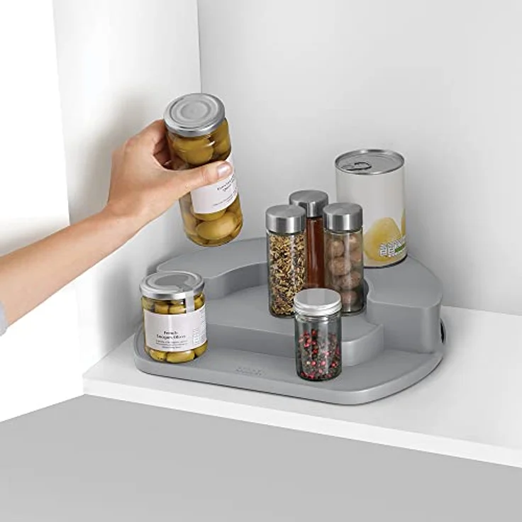 JosephJoseph CupboardStore Drehbarer Stufenorganizer mit Staufächern auf der Rückseite Edelstahl-Grau – Bild 4