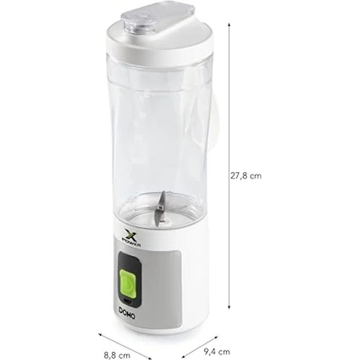 Domo XPOWER MIXER ZUM MITNEHMEN, 2-in-1 Standmixer mit 120 W, 600 ml BPA-freie Tritan-Flasche, USB-C-Ladekabel, LED-Akkuanzeige – Bild 8