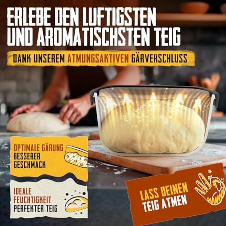 LOEWERK Pizzaballenbox mit Deckel, 4er Set – atmungsaktive Silikon Teigbox für 350g Pizzateig, platzsparend, Olive/Grau – Bild 3