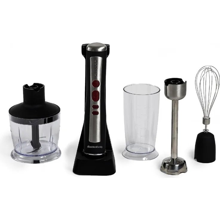 Melchioni 118420039 Mixer Tischmixer 200 W Schwarz, Edelstahl, Transparent, kabellose Freiheit und Vielseitigkeit