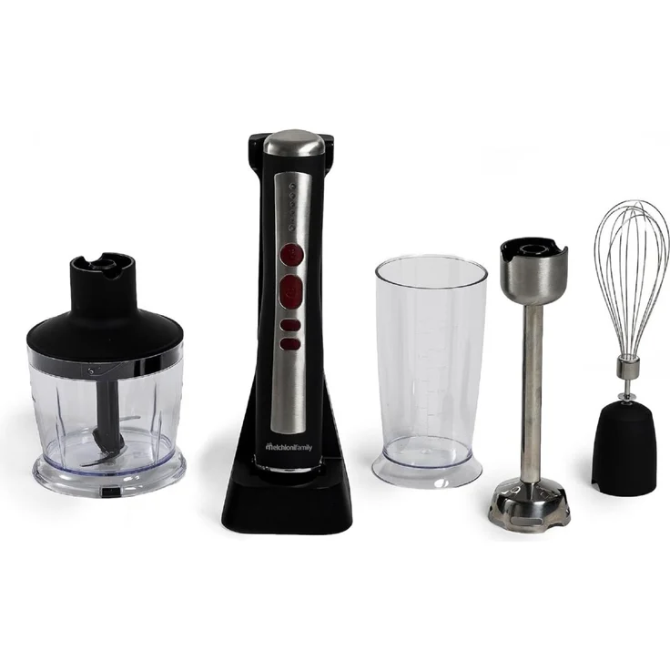 Melchioni 118420039 Mixer Tischmixer 200 W Schwarz, Edelstahl, Transparent, kabellose Freiheit und Vielseitigkeit