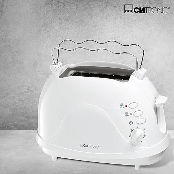 Clatronic TA 3565 2-Scheiben-Toaster, Cool-Touch Gehäuse, integrierter Brötchenaufsatz, Aufwärmfunktion, Auftaufunktion, Schnellstoppfunktion, weiß – Bild 4