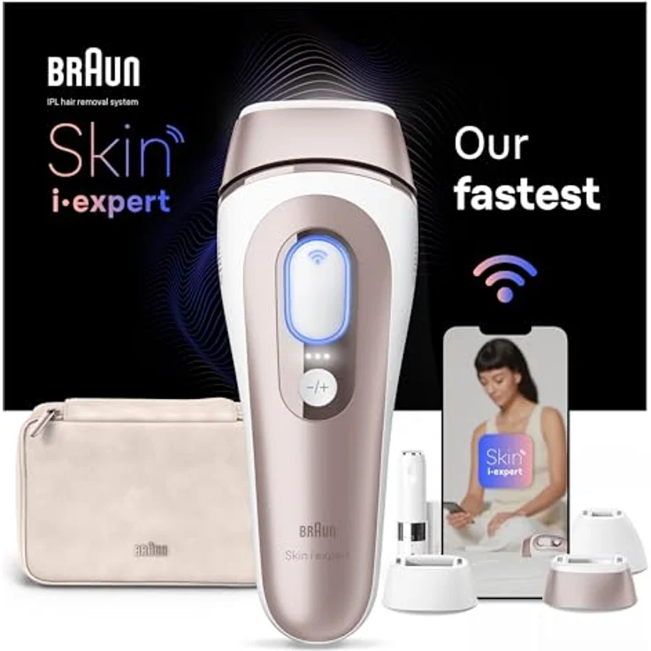 Braun Smart IPL Skin i·expert, Haarentfernung für zu Hause, Gratis App, Aufbewahrungstasche, Venus Rasierer, 3 Aufsätze, PL7249 – Bild 1
