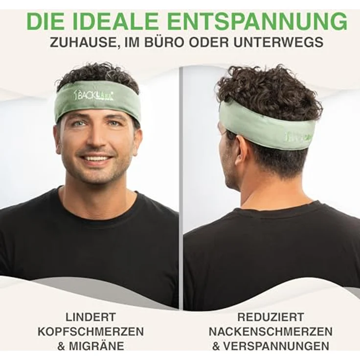 BACKLAxx® Massagegerät Akupressur Stirnband, Kopfband, Kopfmassagegerät mit Tasche zur Kopfmassage, Intensitätsregulierung durch Klettverschluss, nachhaltiges Halbleinen, 230 Spitzen, extra intensiv - blau – Bild 5